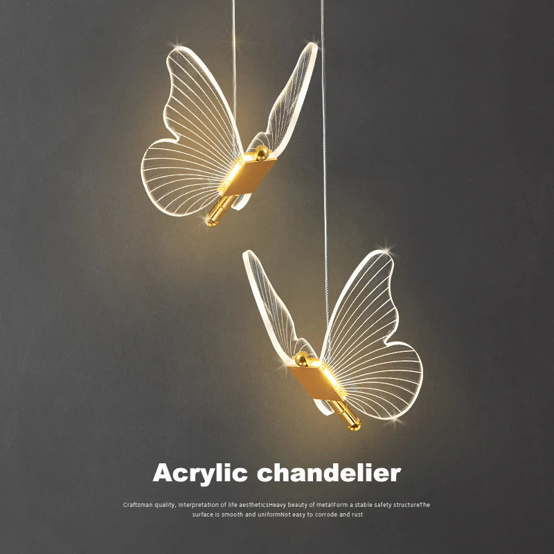 Lighting Modern  –  Panoch Acrylic Butterfly Chandelier Lamparas Colgantes Para Techo Lustres Quarto Room  Decor Pendant Lights Suspension Luminaire