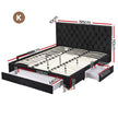 Artiss King Bed Frame Storage Charging Station Upholstered 3 Drawers USB Type-C