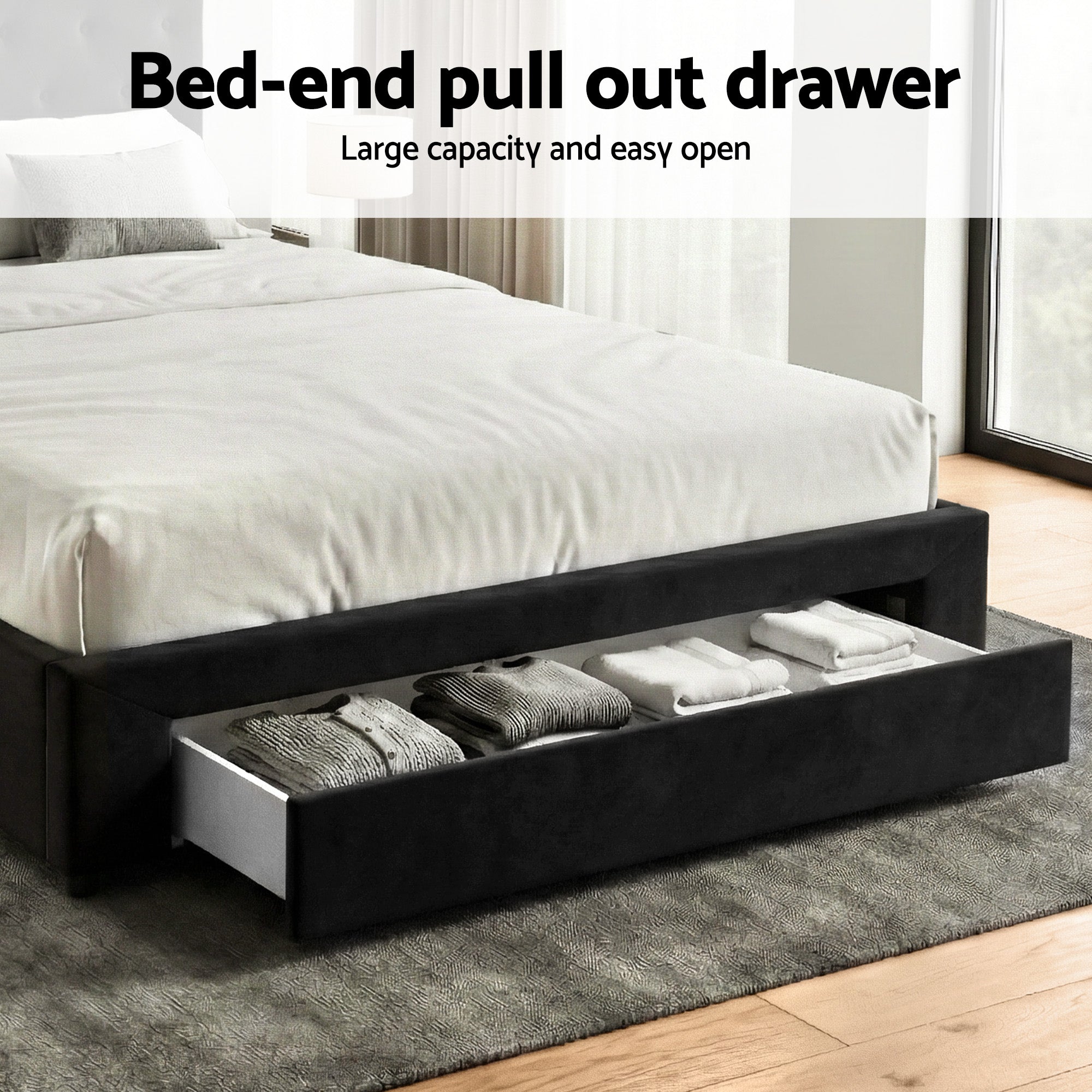 Artiss King Bed Frame Storage Charging Station Upholstered 3 Drawers USB Type-C
