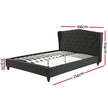 Artiss Queen Bed Frame Wingback Headboard Charcoal Grey Linen Upholstered Platform Bed Base