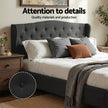 Artiss Queen Bed Frame Wingback Headboard Charcoal Grey Linen Upholstered Platform Bed Base