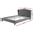 Artiss Queen Bed Frame with Wingback Headboard Grey Linen Upholstered Platform Bed Base