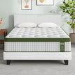 Artiss Double Bed Frame and BedStory Hybrid Mattress Bundle with Headboard White