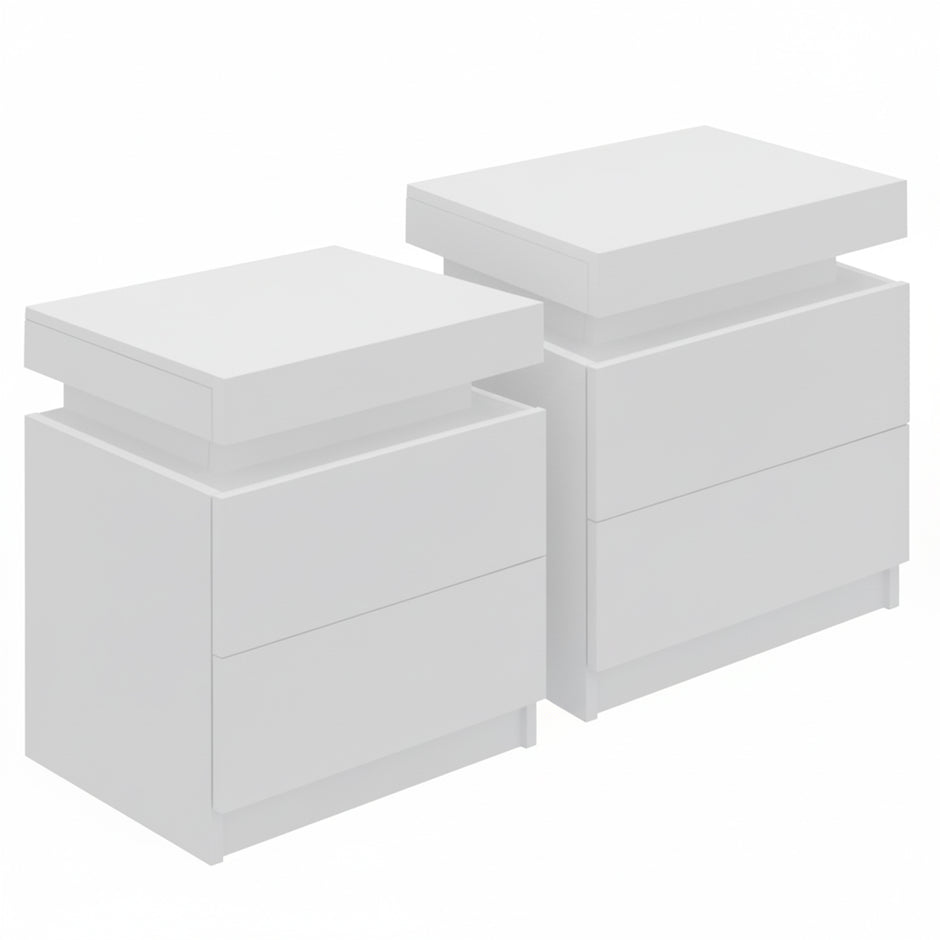 Artiss 2X Bedside Table 2 Drawers Lift-up Storage White
