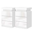 Artiss 2X Bedside Table LED 3 Drawers - COLEY White