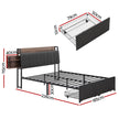 Artiss Metal Bed Frame King Size with 2-Tier Hidden Storage with Charging Station