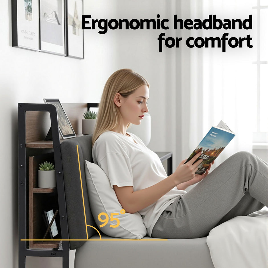 Artiss Metal Bed Frame Queen Size with 2-Tier Hidden Storage with Charging Station