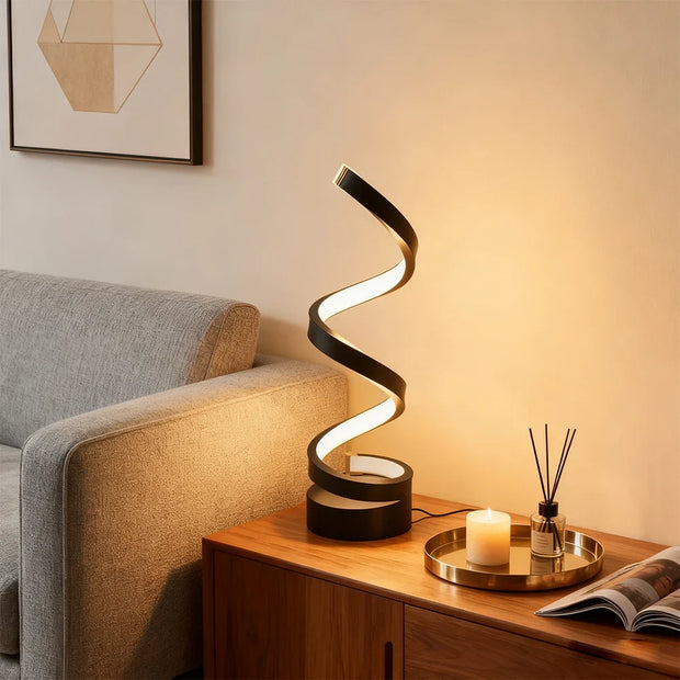 Lighting Modern  –  Modern Spiral Table LED Night Light Dimmable Table Lamp Living Room Bedside Lamp RGBW Study Office Bedroom Decoration