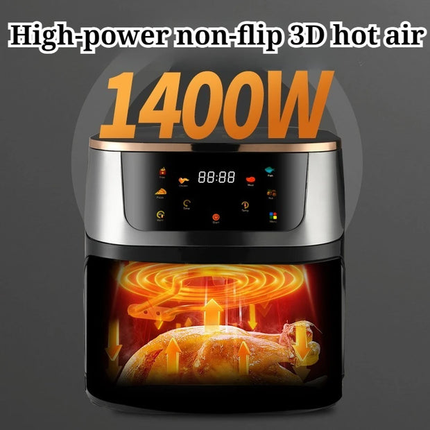 Multifunctional Touch Control Air Fryer Large Capacity Visible High-power Kitchen Appliance Convenient Household Appliances