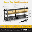 Large Power Tool Organizer Wall Mount Heavy Duty 4-Tier 12 Drills Holder Tool Storage Battery Shelf for Workshop Shed Basement