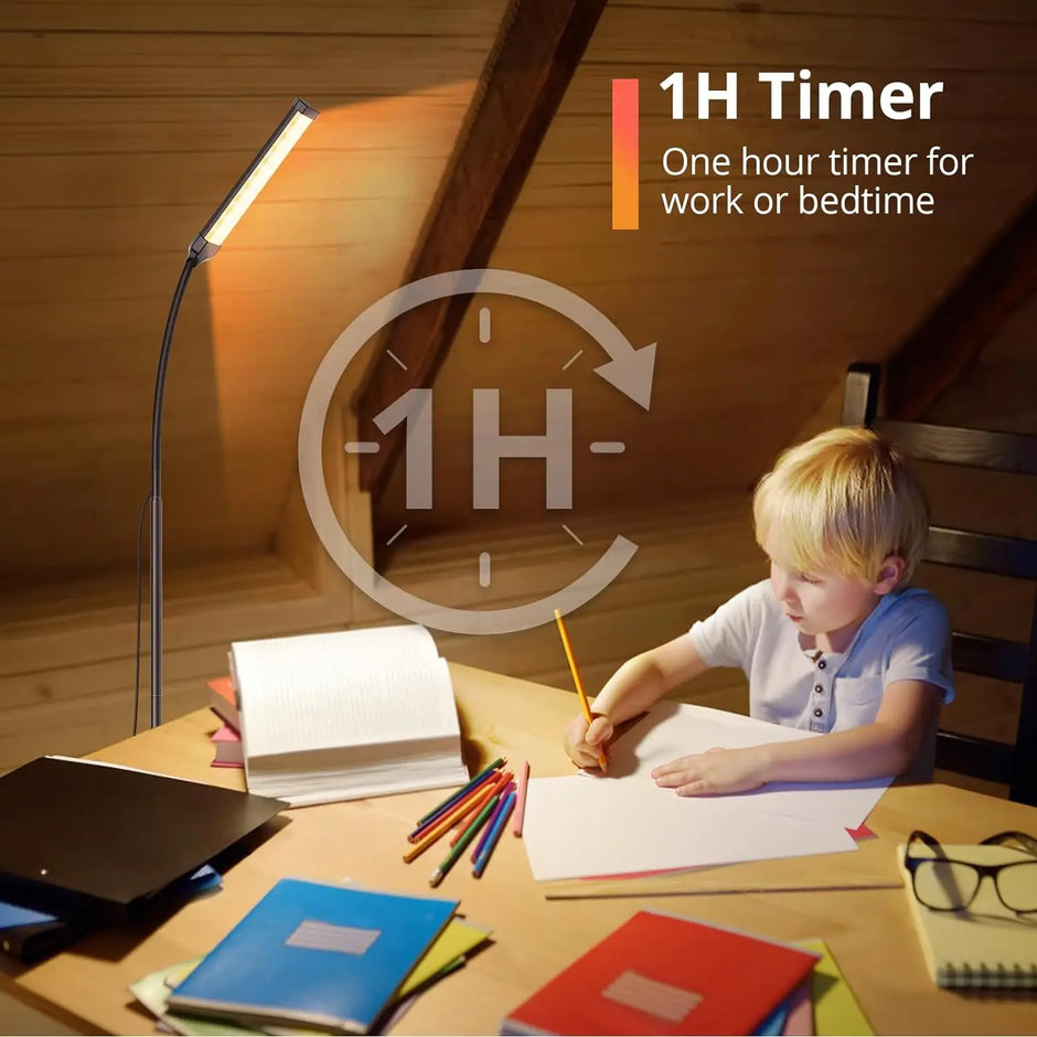 Lighting Modern  –  LED Floor Lamp Dimmable 3 Color 5 Levels with Remote Control Timer Adjustable Standing Gooseneck Light for Living Room Reading