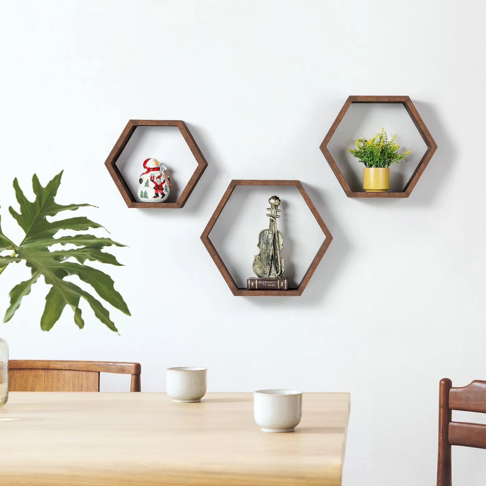 1PC Shelving wall hanging Wooden hexagonal frame lattice succulent plant frame living room wall decoration wall hanging frame