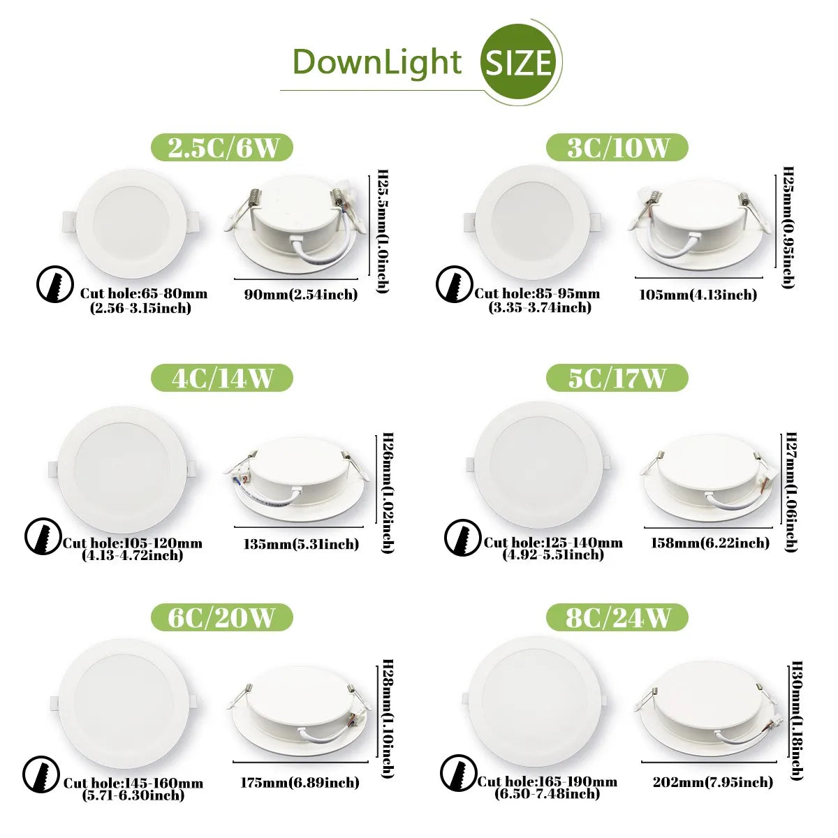 Lighting Modern  –  40Pack Flicker-free Recessed Led Downlight AC100-240V 24W 20W 17W 14W 10W 6W Panel Light Cold Lighting Foyer Study Home Light