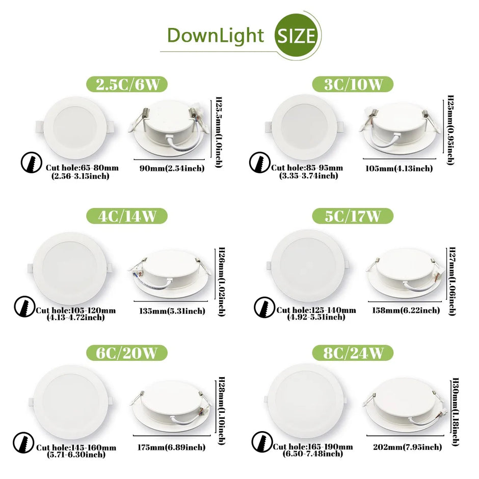 Lighting Modern  –  40Pack Flicker-free Recessed Led Downlight AC100-240V 24W 20W 17W 14W 10W 6W Panel Light Cold Lighting Foyer Study Home Light