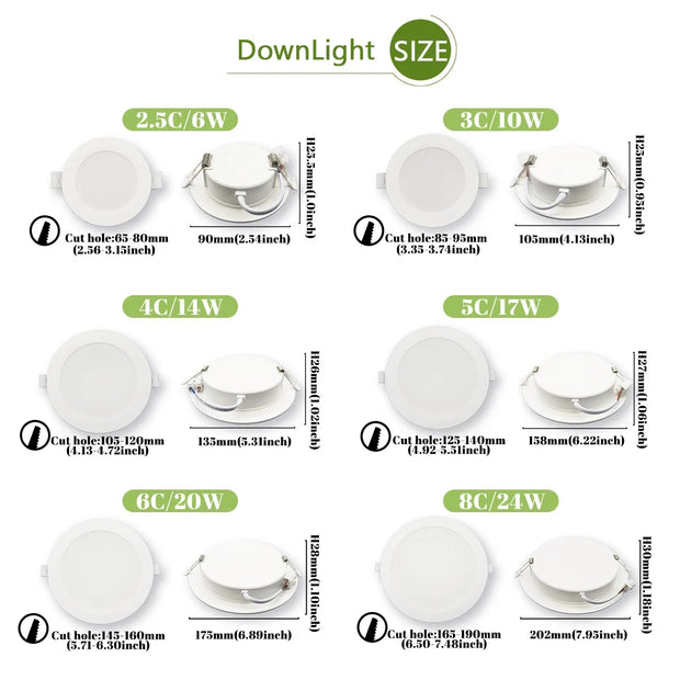 Lighting Modern  –  40Pack Flicker-free Recessed Led Downlight AC100-240V 24W 20W 17W 14W 10W 6W Panel Light Cold Lighting Foyer Study Home Light