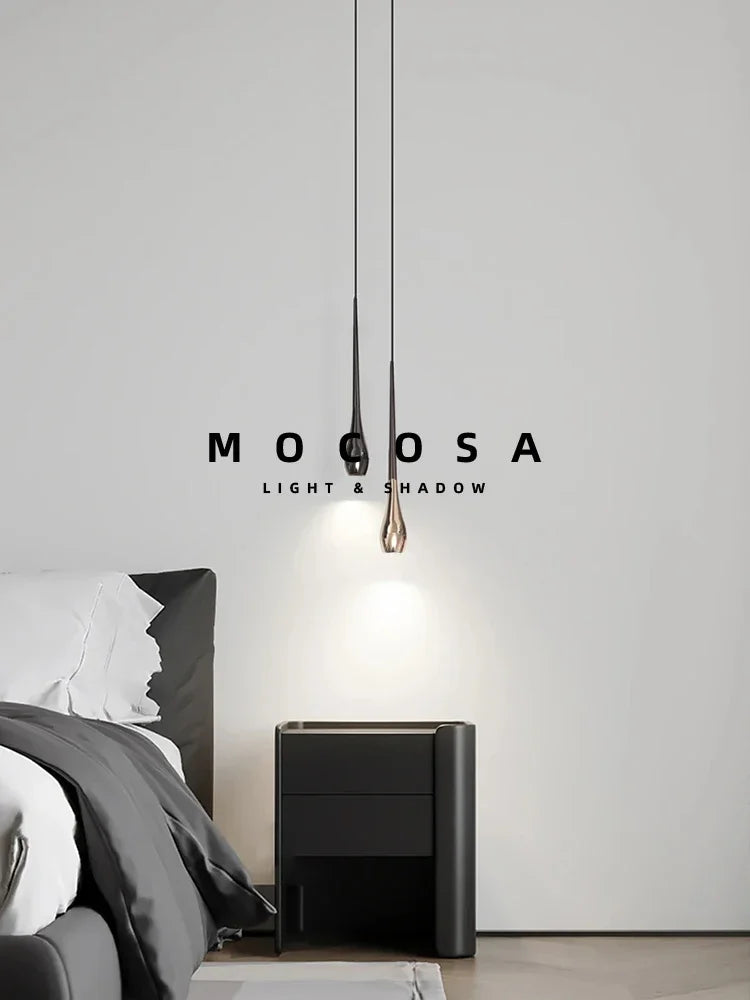 Lighting Modern  –  Droplet-shaped Bedside Pendant Lights Bedroom Bedside Droplights Remote Dimming Living Room Metal Meteor Decorative LED Lighting
