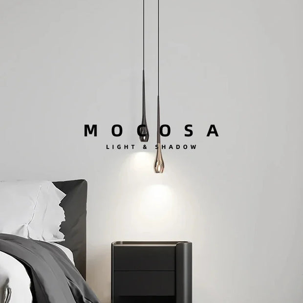 Lighting Modern  –  Droplet-shaped Bedside Pendant Lights Bedroom Bedside Droplights Remote Dimming Living Room Metal Meteor Decorative LED Lighting
