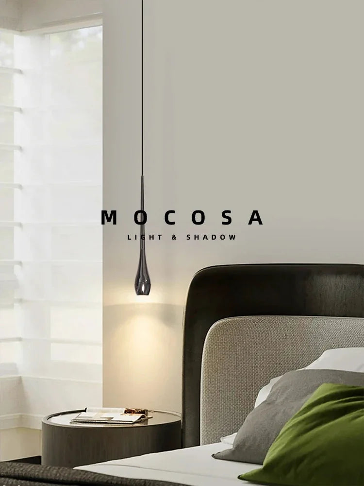 Lighting Modern  –  Droplet-shaped Bedside Pendant Lights Bedroom Bedside Droplights Remote Dimming Living Room Metal Meteor Decorative LED Lighting