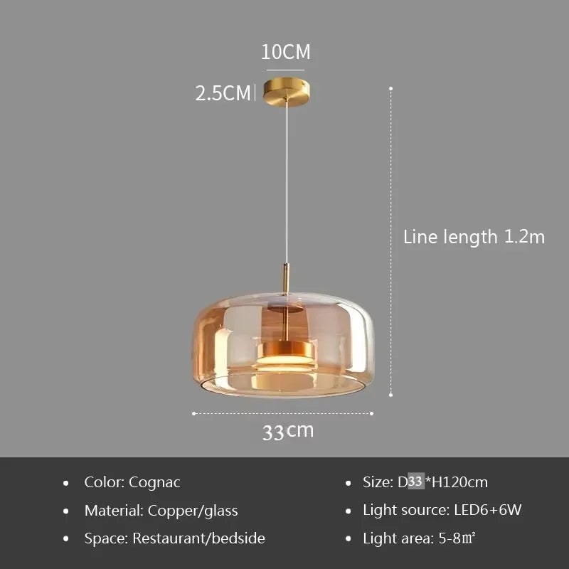 Lighting Modern  –  Glass Pendant Light light luxury pendant Lamp Deco Nordic Led Hanging Light Fixtures Bedroom Modern Luminaire Suspension lamp