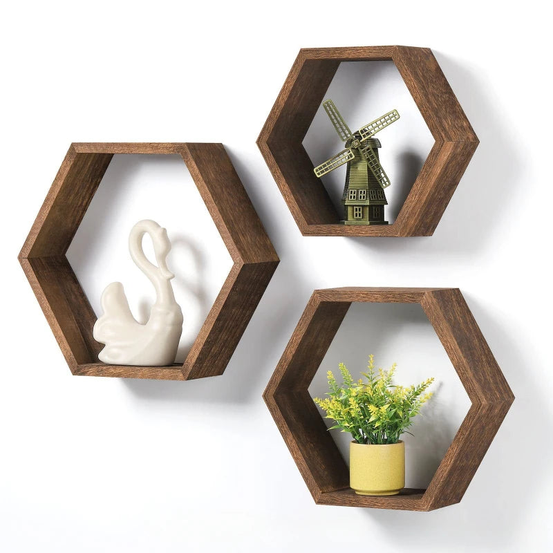1PC Shelving wall hanging Wooden hexagonal frame lattice succulent plant frame living room wall decoration wall hanging frame