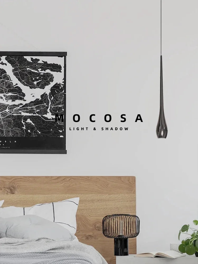 Lighting Modern  –  Droplet-shaped Bedside Pendant Lights Bedroom Bedside Droplights Remote Dimming Living Room Metal Meteor Decorative LED Lighting