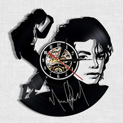 Michael Jackson Wall Clock Modern Design Music Theme 3D Stickers Pop King Vinyl Record Clocks Wall Watch Home Decor Gift for Man