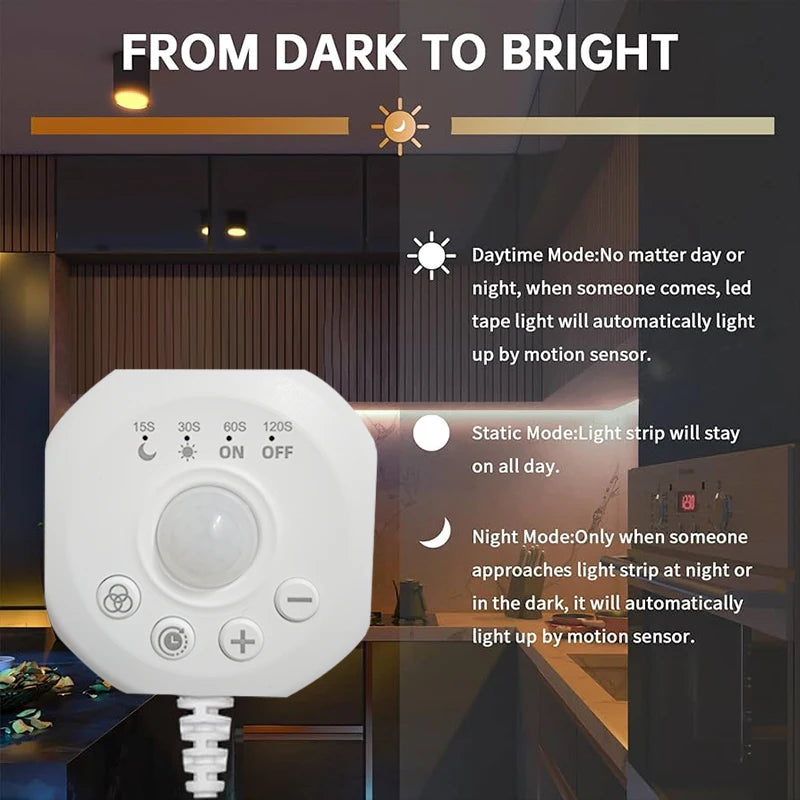 Lighting Modern  –  USB Motion Sensor Neon LED Light Strip 5V Neon Lighting With Chase Effect for Kitchen Cabinets Stair Showcase Bedroom Bed