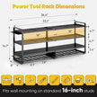 Large Power Tool Organizer Wall Mount Heavy Duty 4-Tier 12 Drills Holder Tool Storage Battery Shelf for Workshop Shed Basement