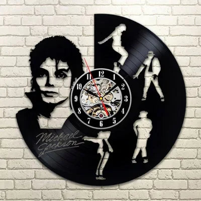 Michael Jackson Wall Clock Modern Design Music Theme 3D Stickers Pop King Vinyl Record Clocks Wall Watch Home Decor Gift for Man