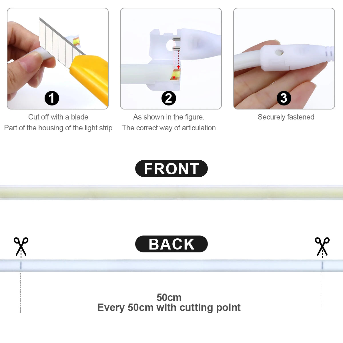 Lighting Modern  –  230V 220V LED Strip COB Light With EU Power Plug Home Decoration Lamp Wall / Corridor Under Cabinet Lighting Strips Waterproof