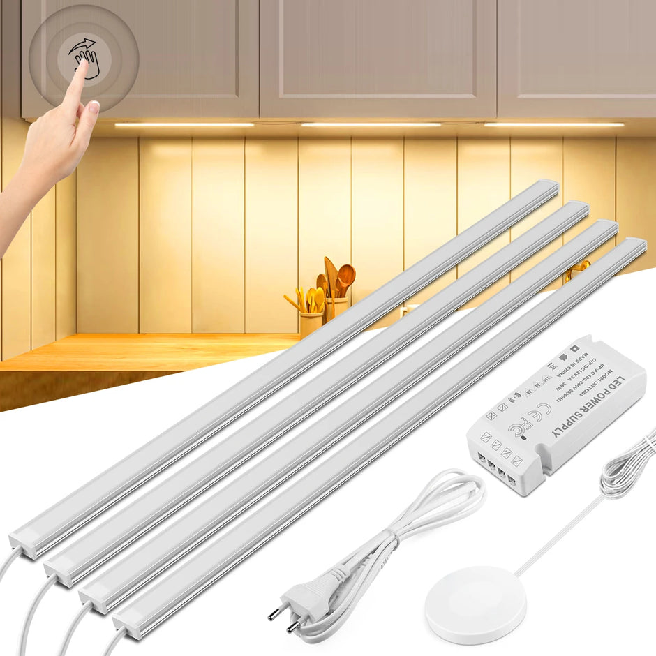 Lighting Modern  –  Motion Touch Sensor LED Lights Wireless Light Penetrable Wood Aluminum Bar Light Cabinet Wardrobe Lamp Backlight For Kitchen