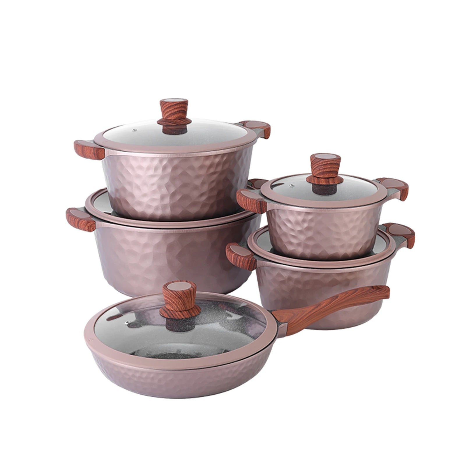 DONNOR 10Pcs Pots and Pans Set Nonstick Cookware Set Kitchen Cooking Set Chef Pot with Pan Protectors Dishwasher Safe