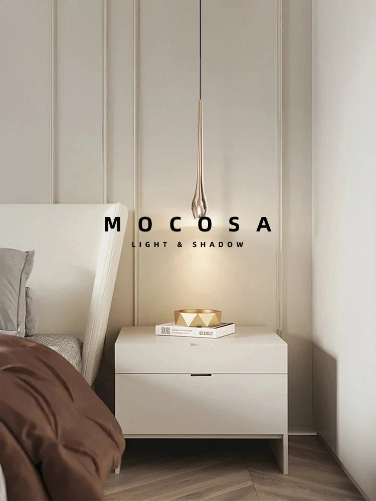 Lighting Modern  –  Droplet-shaped Bedside Pendant Lights Bedroom Bedside Droplights Remote Dimming Living Room Metal Meteor Decorative LED Lighting