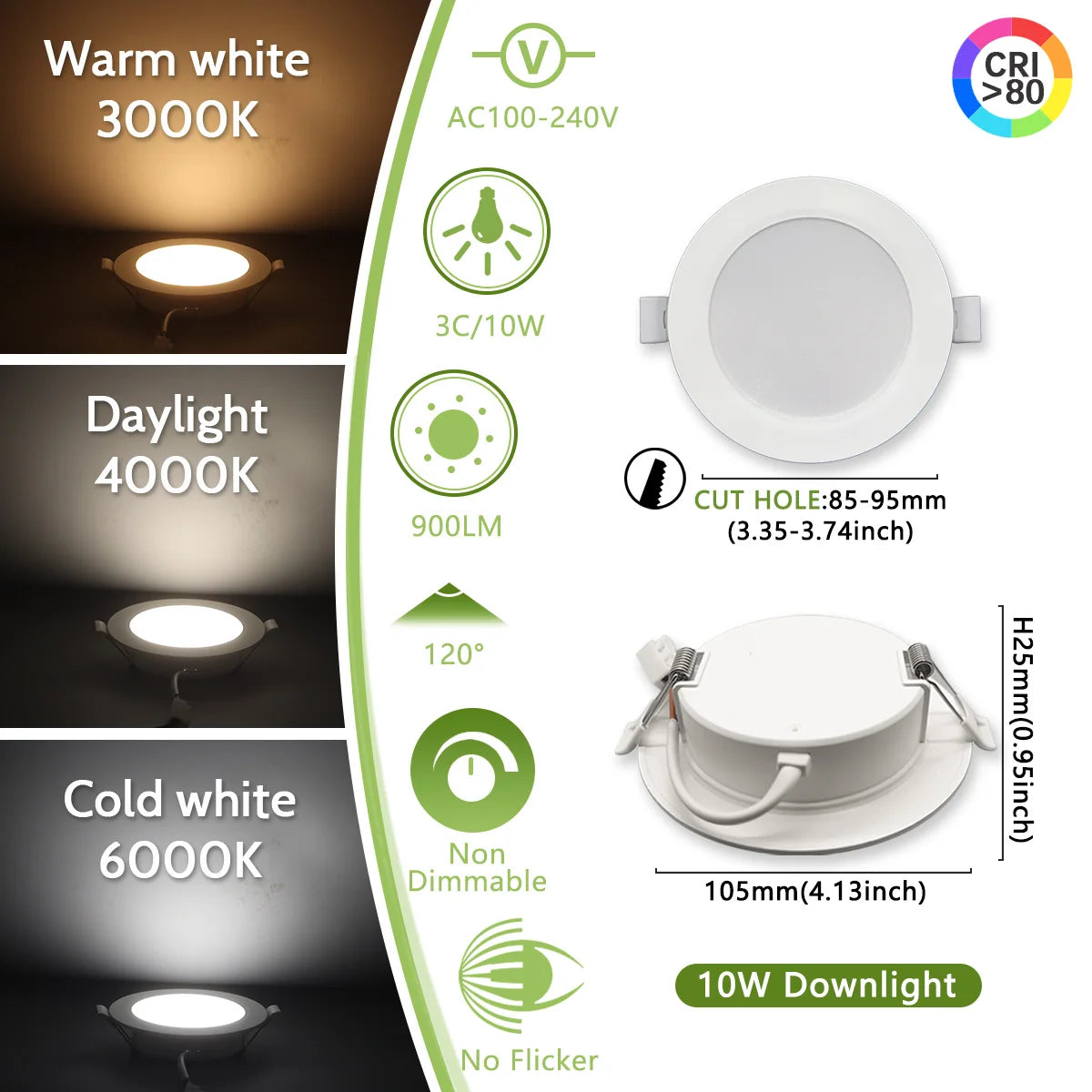 Lighting Modern  –  40Pack Flicker-free Recessed Led Downlight AC100-240V 24W 20W 17W 14W 10W 6W Panel Light Cold Lighting Foyer Study Home Light