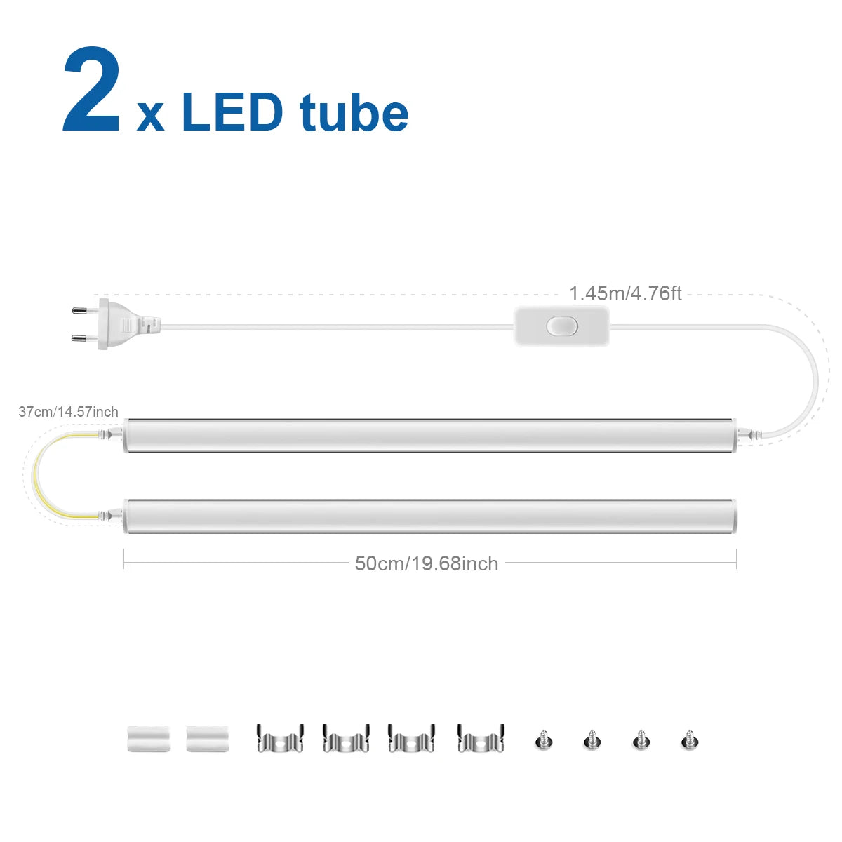 Lighting Modern  –  50cm led Lights Kitchen under cabinet Lamp 220V 15W  Led Tube With 1.2m EU Plug Switch Power Cable For Home Bedroom Indoor Lamps