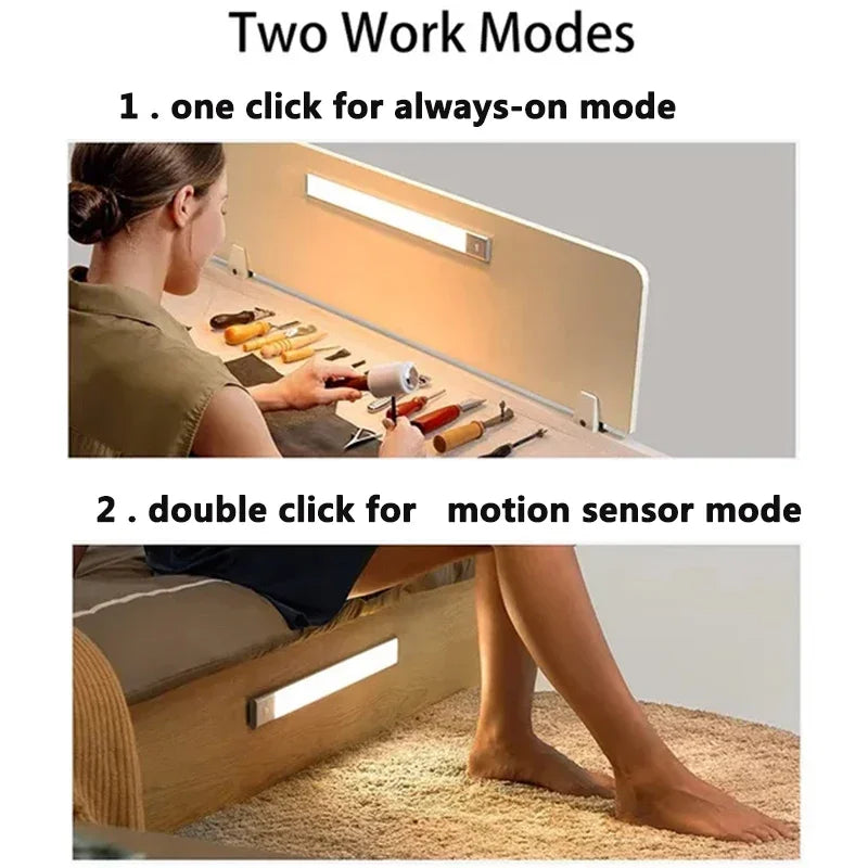 Lighting Modern  –  PIR Motion Sensor LED Under Cabinet Lamp Dimmable Rechargeable Night Light Stairs Closet Room Aisle Tube Bar Detector Bulb