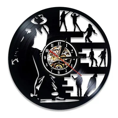 Michael Jackson Wall Clock Modern Design Music Theme 3D Stickers Pop King Vinyl Record Clocks Wall Watch Home Decor Gift for Man