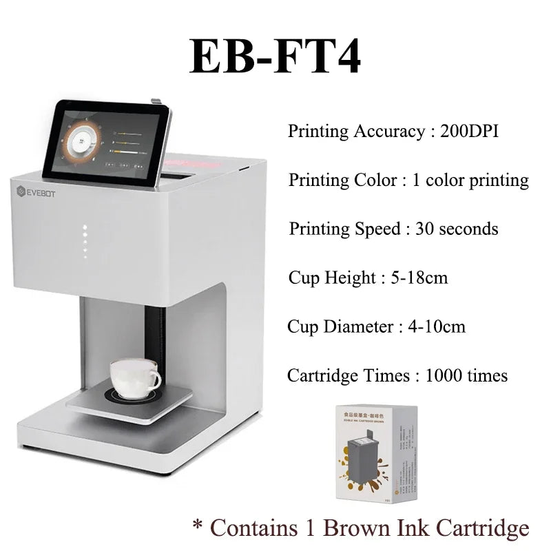Evebot Coffee Drink Printer 3d Latte Art Coffee Printer Machine Automatic Beverages Food Selfie With WIFI Connection Printing