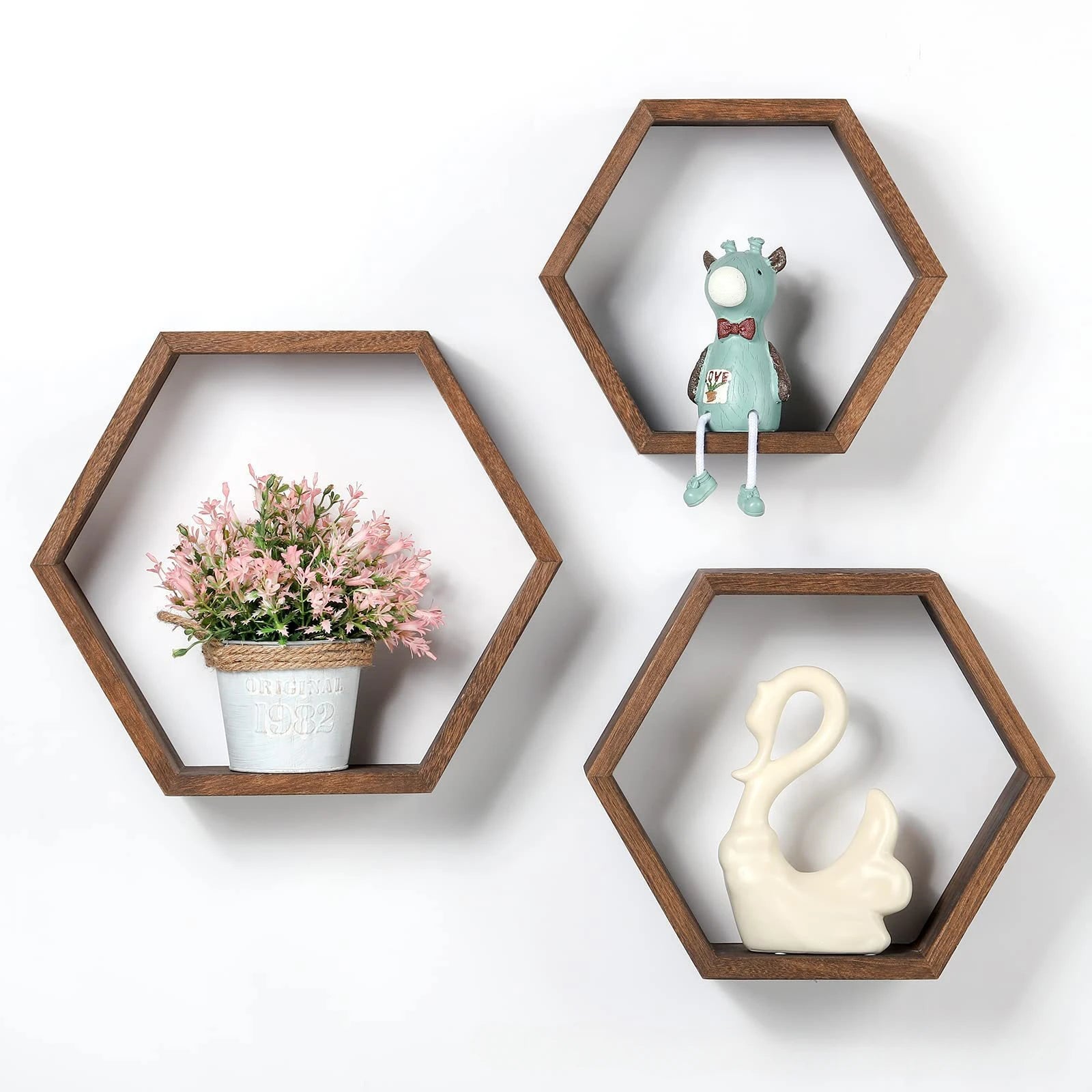 1PC Shelving wall hanging Wooden hexagonal frame lattice succulent plant frame living room wall decoration wall hanging frame