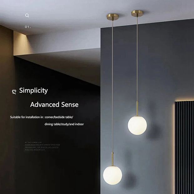 Lighting Modern  –  Nordic Glass Ball Pendant Lights Voltage 110V 220V Home Decor Dining Room Bedroom Bedside Table Corner Hanging Lamps For Ceiling