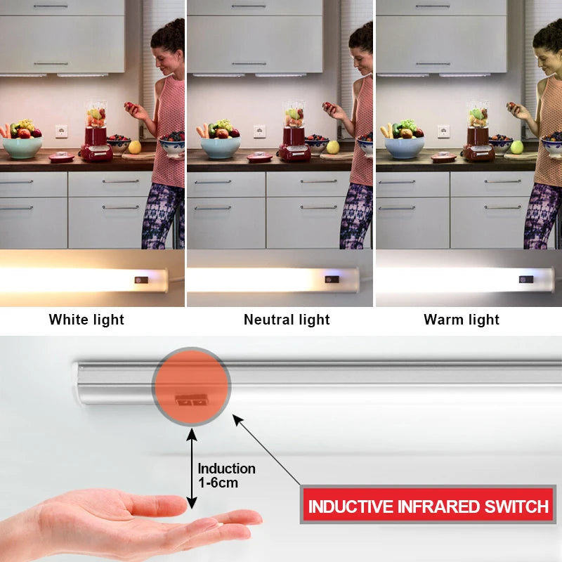 Lighting Modern  –  LED Light Under Cabinet Lights For Kitchen Hand Sweep Switch PIR Motion Sensor Closet Wardrobe Lamp 30/40/50cm Led Night Light