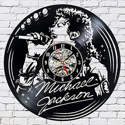 Michael Jackson Wall Clock Modern Design Music Theme 3D Stickers Pop King Vinyl Record Clocks Wall Watch Home Decor Gift for Man