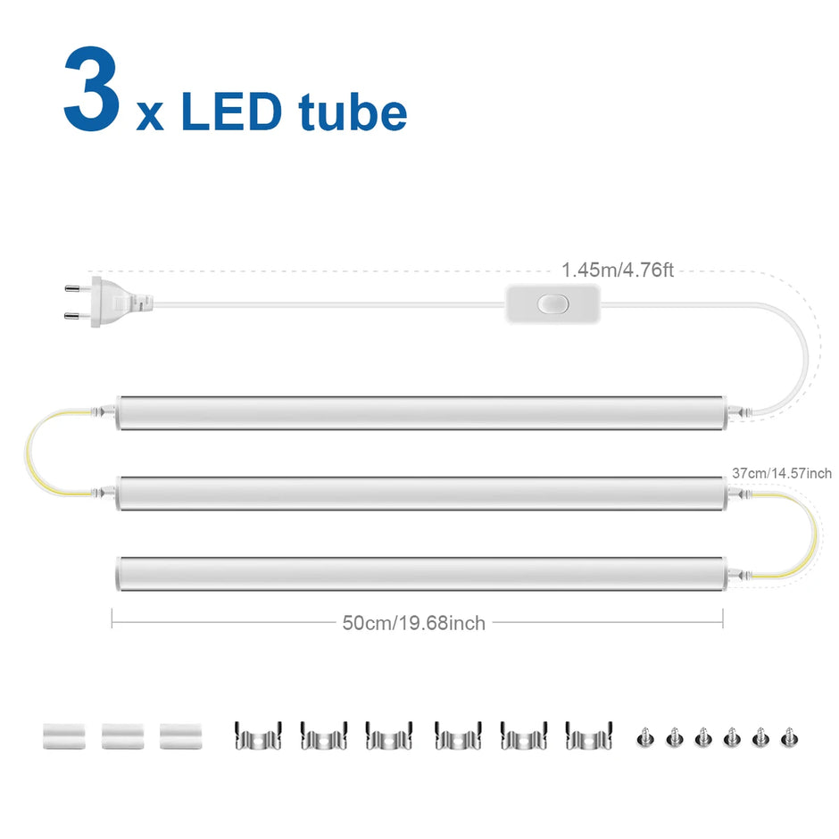 Lighting Modern  –  50cm led Lights Kitchen under cabinet Lamp 220V 15W  Led Tube With 1.2m EU Plug Switch Power Cable For Home Bedroom Indoor Lamps
