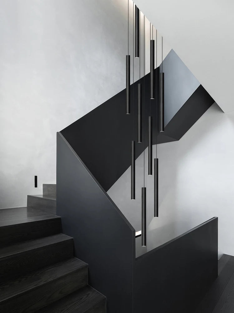 Lighting Modern  –  Simple LED Chandelier Water Pipe Long Chandelier Living Room Hanging Lamp Long Downlight Compound Villa Staircase Chandelier