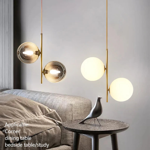 Lighting Modern  –  Nordic Glass Ball Pendant Lights Voltage 110V 220V Home Decor Dining Room Bedroom Bedside Table Corner Hanging Lamps For Ceiling