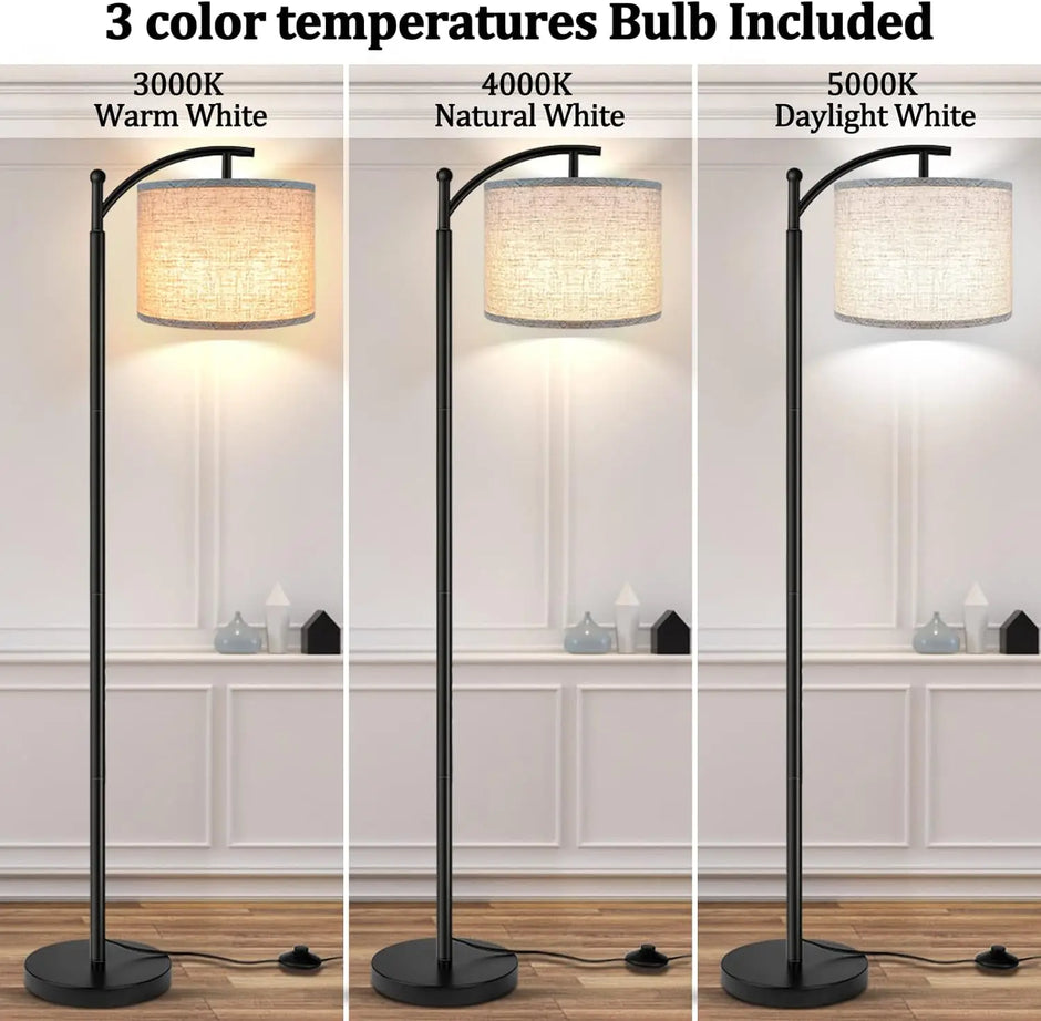Lighting Modern  –  Arc Floor Lamp Modern Floor Lamp with 3 Color Temperatures Bulb Standing Lamps with Adjustable Hanging Lampshade for Living Room