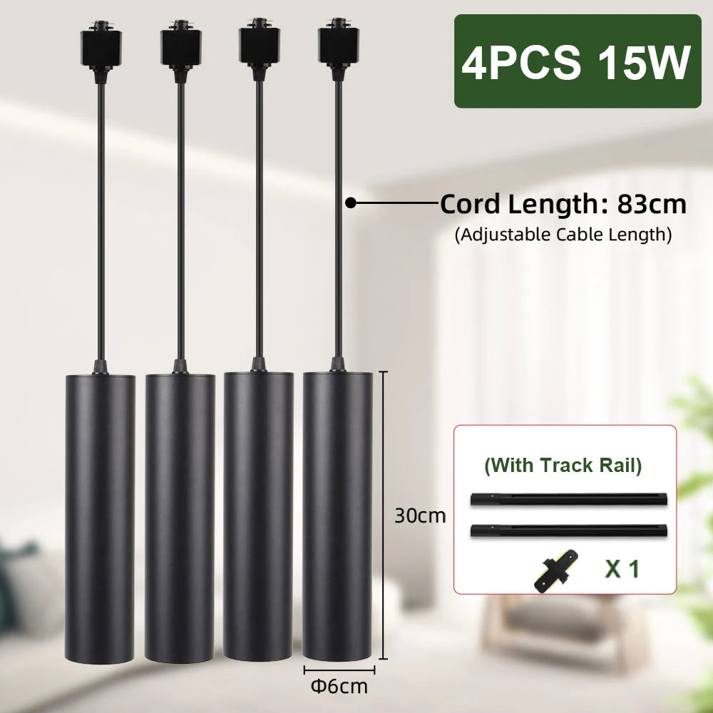 Lighting Modern  –  LED Track Pendant Light Hanging Decoration Ceiling Lighting Fixture Suitable for Living Rooms Dining Rooms Kitchen Pendant Light