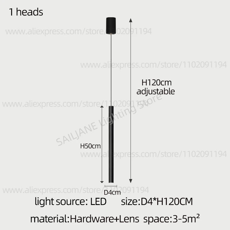 Lighting Modern  –  Simple LED Chandelier Water Pipe Long Chandelier Living Room Hanging Lamp Long Downlight Compound Villa Staircase Chandelier