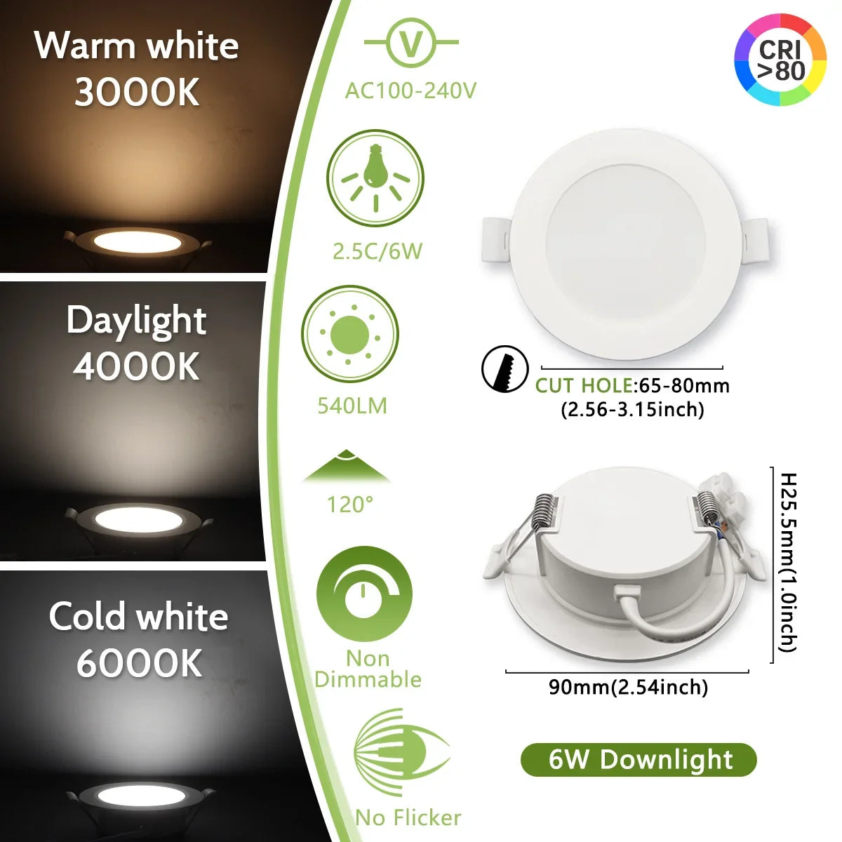 Lighting Modern  –  40Pack Flicker-free Recessed Led Downlight AC100-240V 24W 20W 17W 14W 10W 6W Panel Light Cold Lighting Foyer Study Home Light