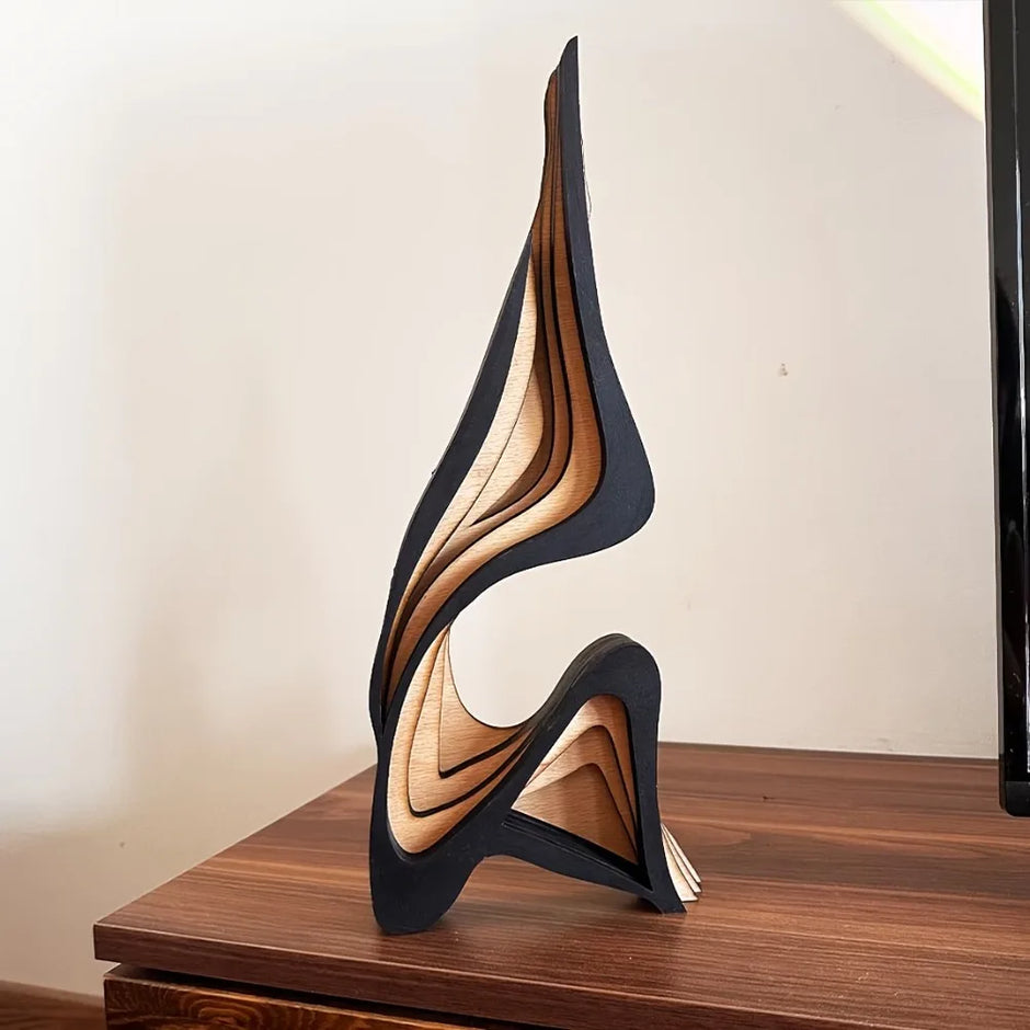 Artistic Abstract Wooden Streamlined Statue Minimalist Bookshelf Home Room Decoration Desktop Ornaments Home Gifts